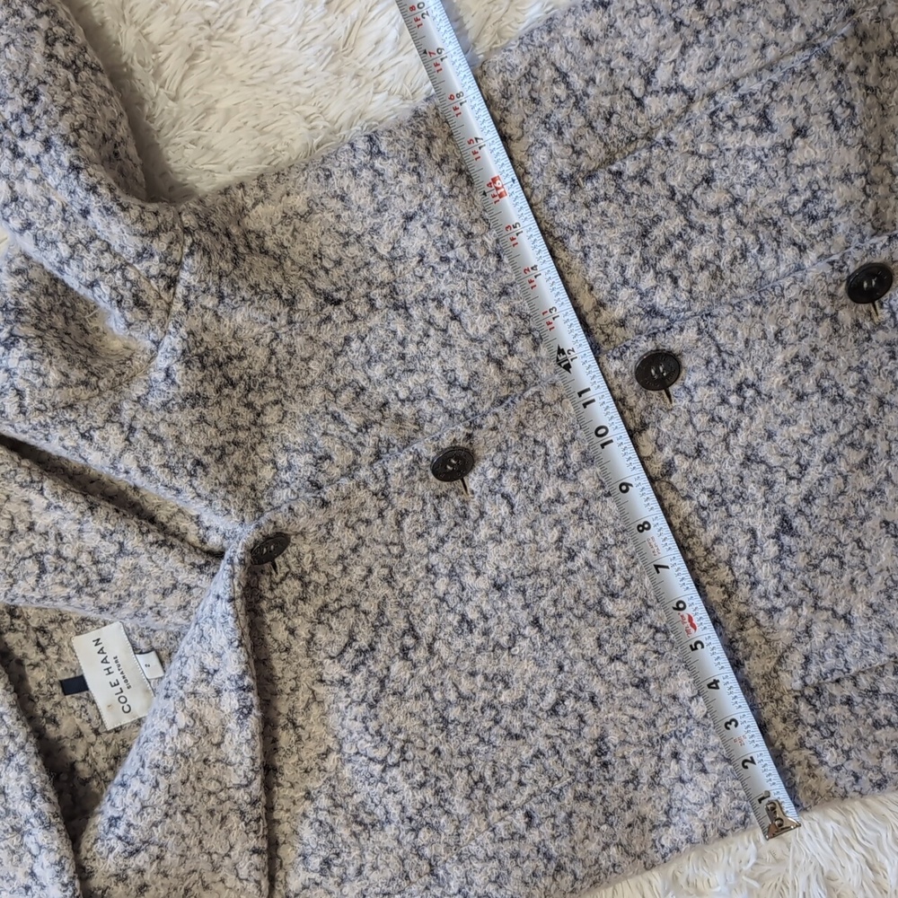 Cole Haan Wool Blend Mid Weight Hooded Single Breast Long Walker Peacoat 2 - Picture 15 of 17